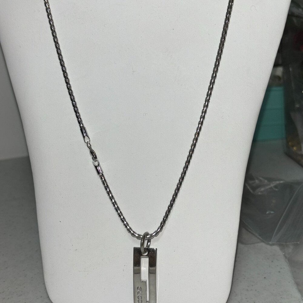 Gucci Stainless 18"  G Bar Necklace